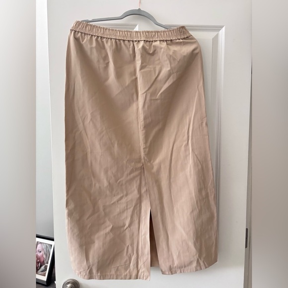 Zara Camel Track Skirt with Dark Blue Side Striped Accents - Picture 3 of 5